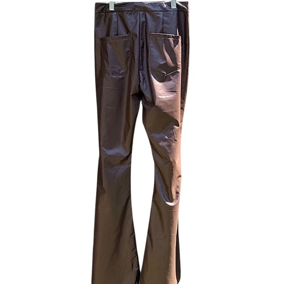 🦋NWT Y2K Faux leather high rise bell bottoms rich chocolate brown boho size M - Picture 2 of 9